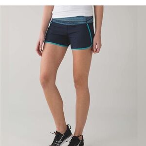 Lululemon Speed Up Shorts Navy Blue Stripe Waist Lined